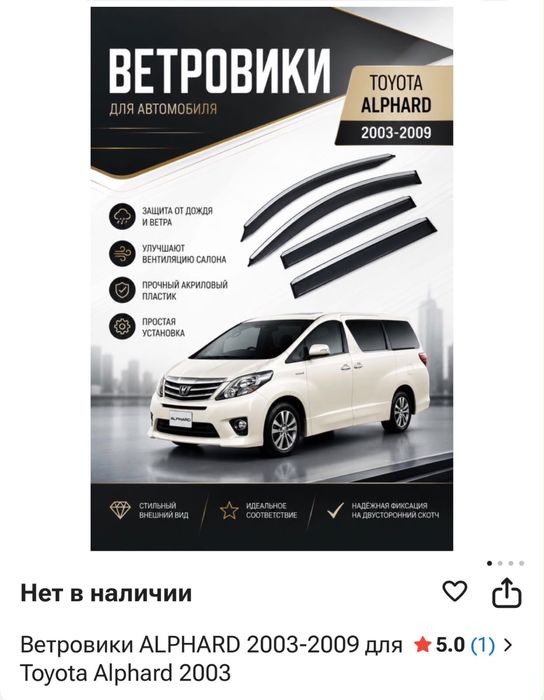 Ветровики ALPHARD 2003/ 2009 для Toyota Alphard 2003