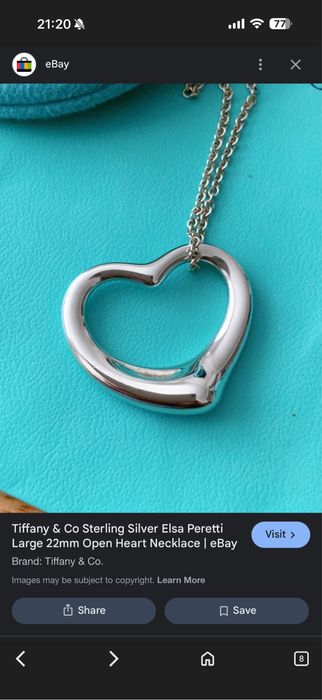 Tiffany & Co sterling silver elsa peretti /сребърно колие 925 сърце