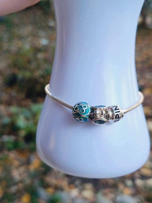 Bratara veche din argint de 925 si charms, SPINNING, HHN