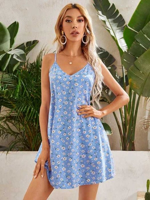 Rochie Vara Albastru Floral S