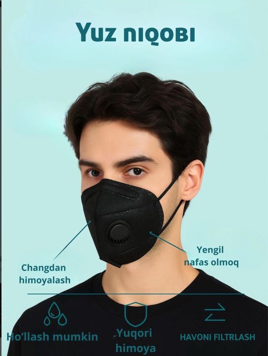 Маска медицинская, с респиратором, многоразовая с клапаном, K95