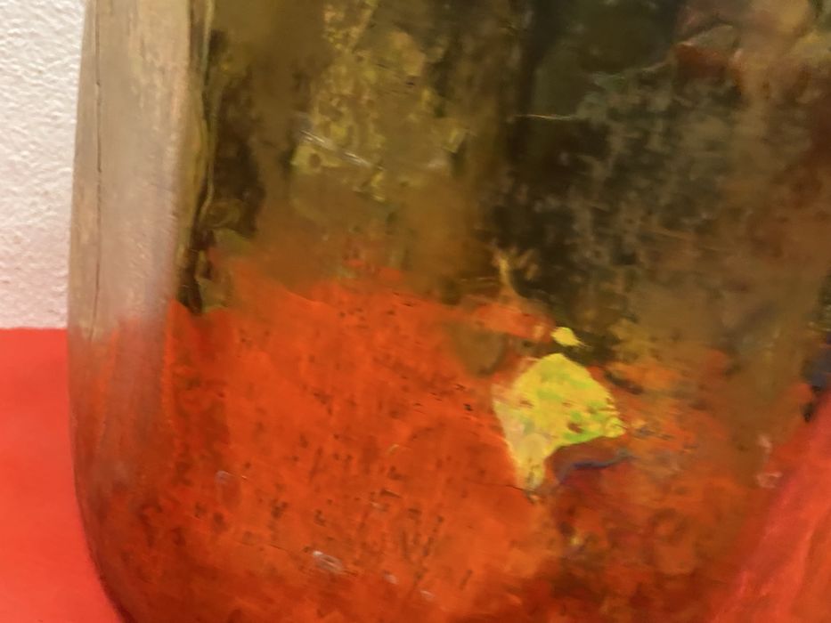 Голям месингов казан с дръжки от ковано желязо