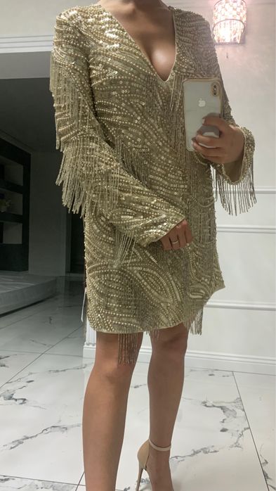 Rochie Asos Luxe aurie scurta