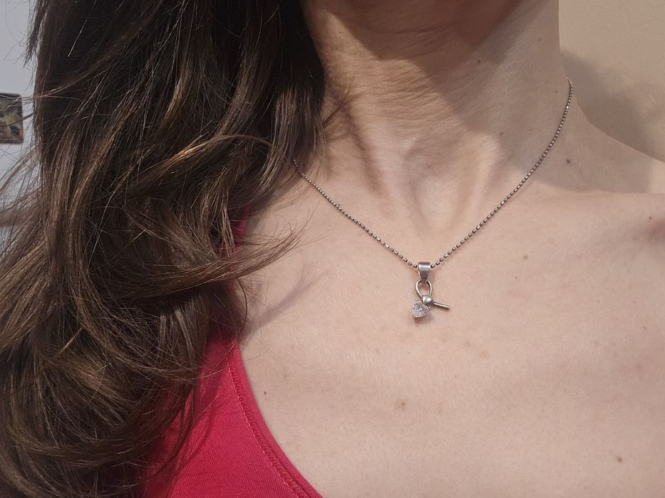 Сребърни - пръстен висулки ,нежно колие