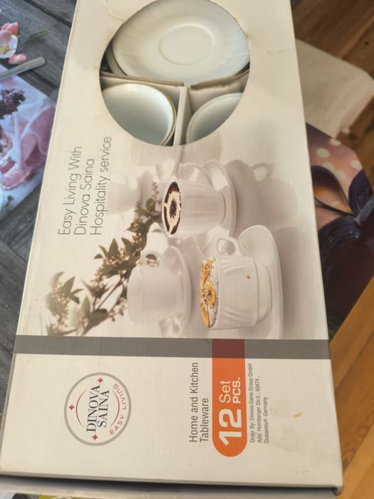 Элегантный кофейный набор 12 предметов с золотым кантом