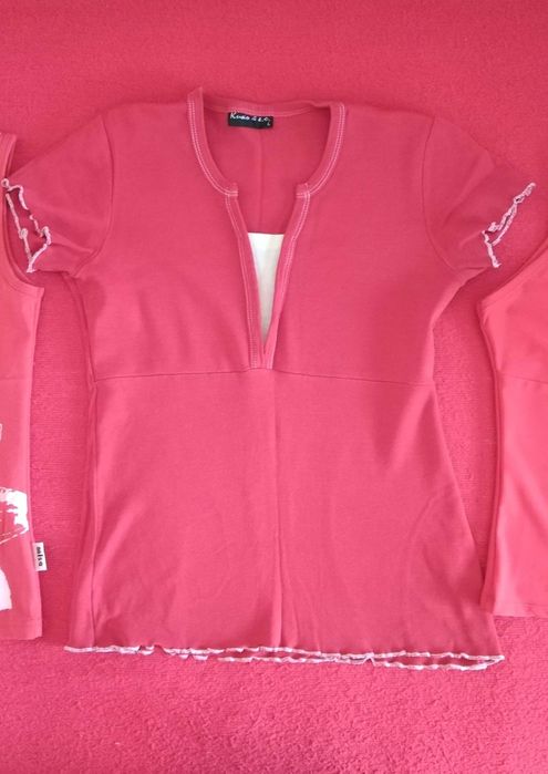 Къси блузки и потници памучни и изкуствени материи размери S и M