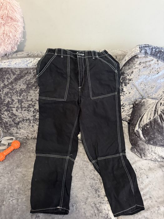 Дънки H&M черни с бяло