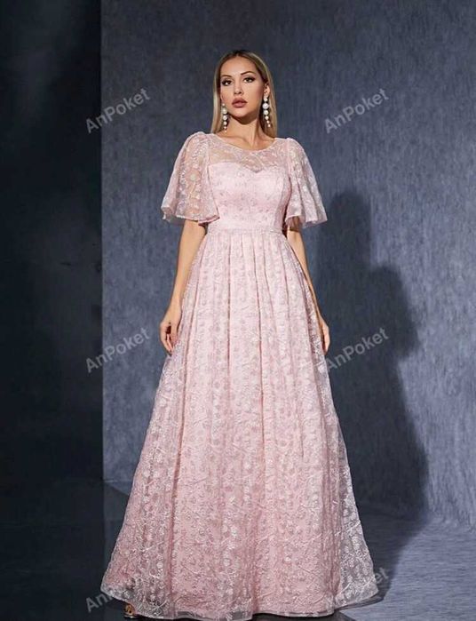 Rochie eleganta cu maneci scurte, roz marimea M