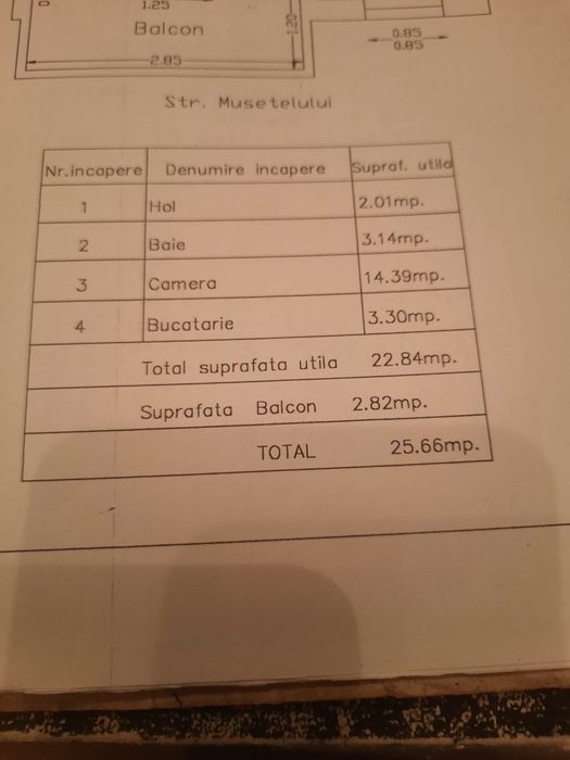 Garsoniera de vanzare 25.66mp