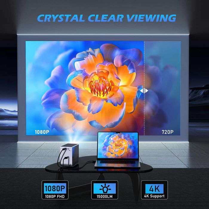 4k Wifi, Bluetooth,проектор съвместими с iOS/Android/TV Stick/HDMI/PS5