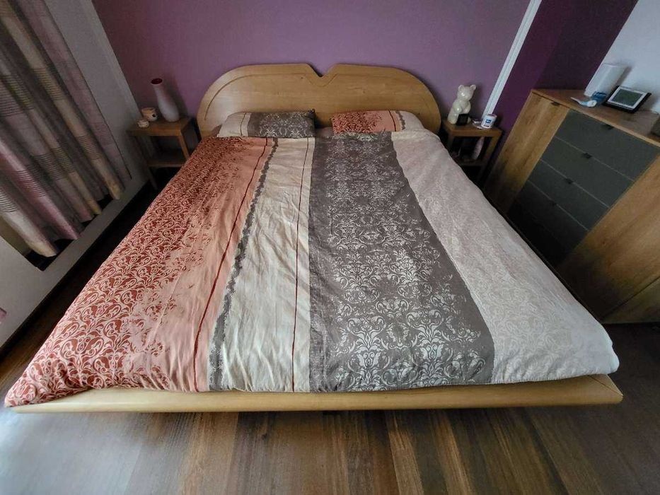 Pat din Lemn Masiv de 2 persoane cu 2 saltele de 90x200