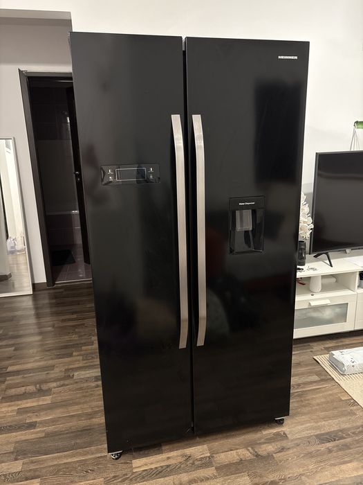 Frigider Side By Side Heinner HSBS-H439NFBKWDE++, 439 L, Full No Frost, 177 cm, Negru