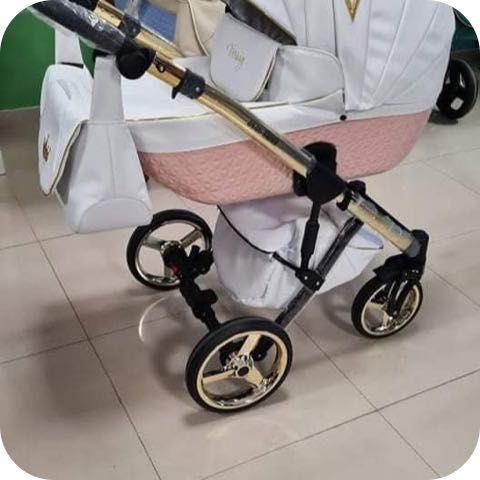 Бебешка количка 2в1 цвят бял/розов