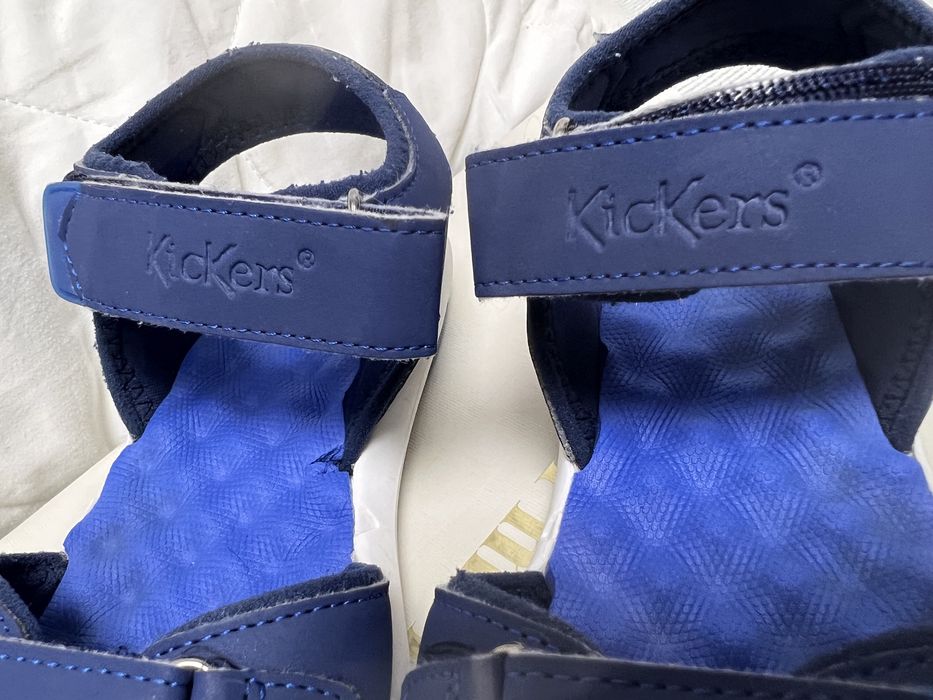 Sandale de piele ecologica cu velcro Jumangap, Albastru inchis, 33 EU