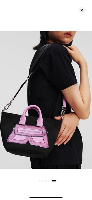 Karl Lagerfeld, Пазарска чанта с лого K/ Mini, Черна