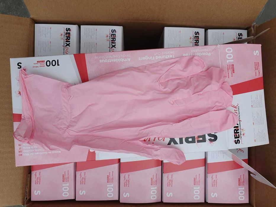 Нитрилни розови ръкавици