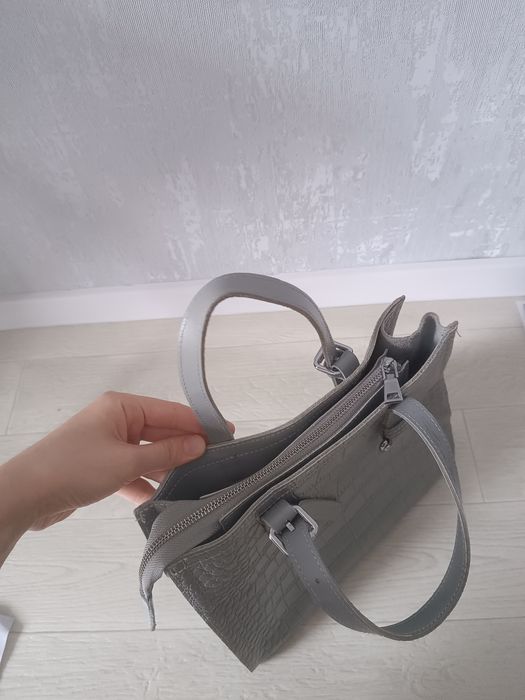 Сумка кожзам серая