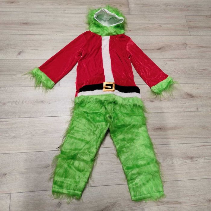 GRINCH costum blana + masca latex (mos craciun spiridus fulg de nea)