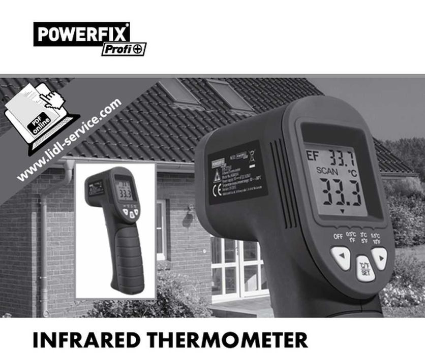Инфрачервен термометър / термограф, лазерен, безконтактен