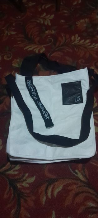 Шоппер сумка модная имиджевая фирменная с двойным дном с двумя кармана