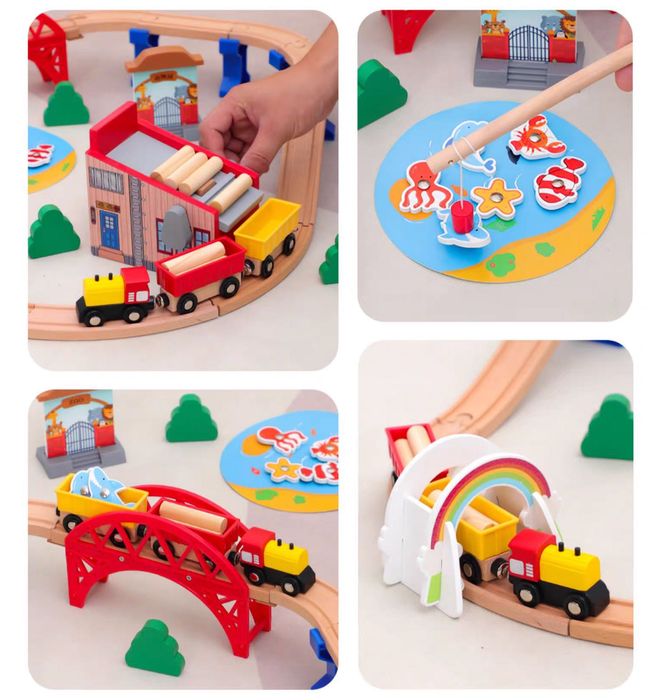 Комплект Паровозиков с деревянной дорогой