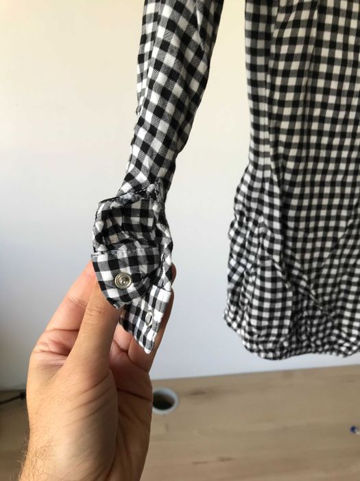 Cămașă de damă Cămășuță în carouri alb negru