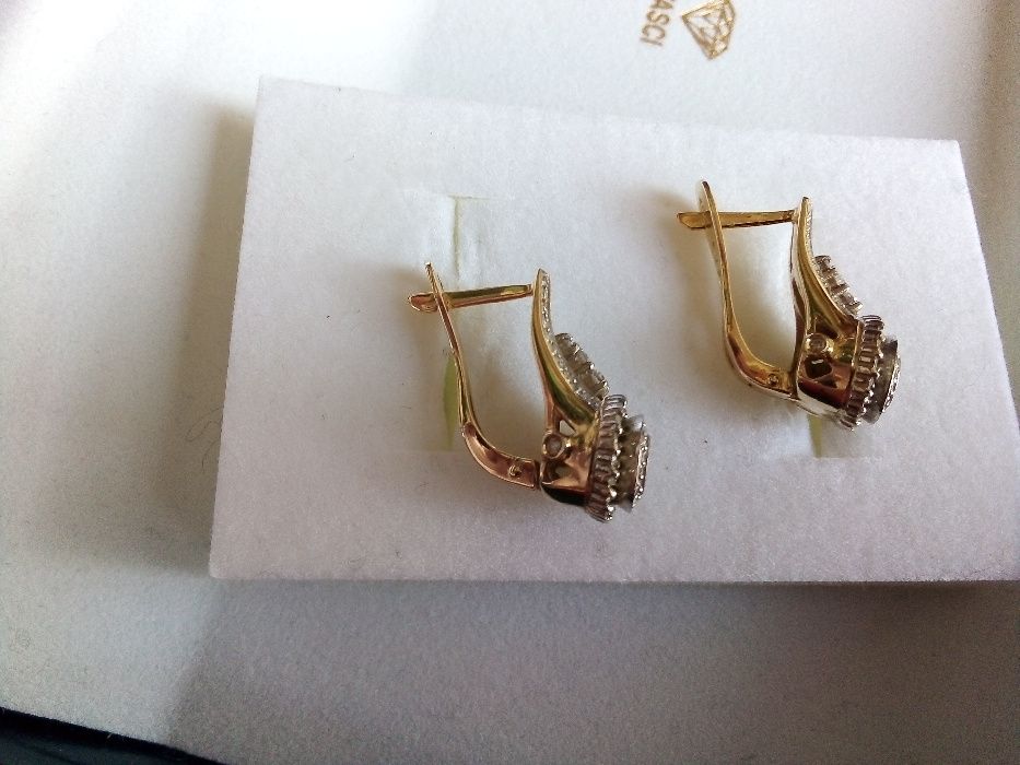 Царска Русия злато с гранати/Стари руски златни обеци с диаманти