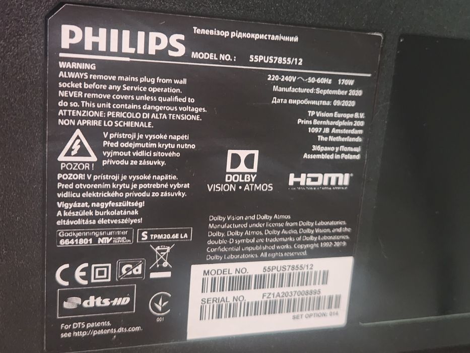 TV Phillips Ambilight 138 cm 55PUS7855/12