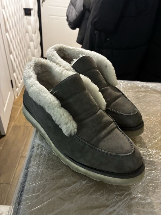 Лоферы зимние натуральная замша и мех
