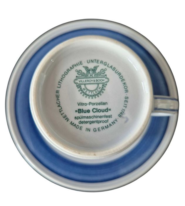 Колекционерски порцеланов сервиз за еспресо Villeroy & Boch "Blue Cloud" (1970s)