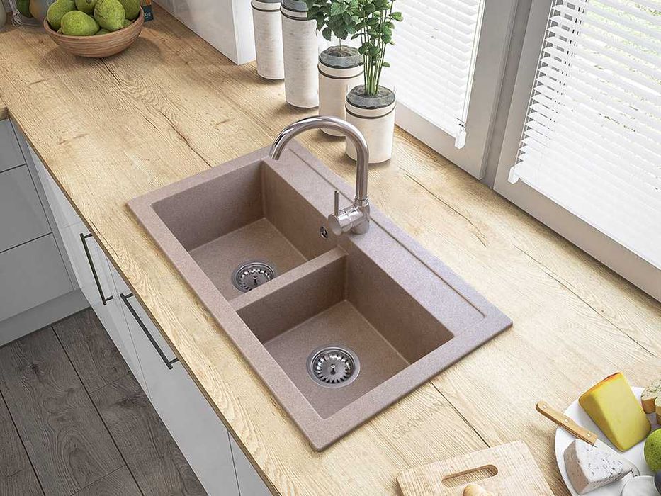Мултифункционална гранитна мивка с 2 корита Granitan Duet 75см