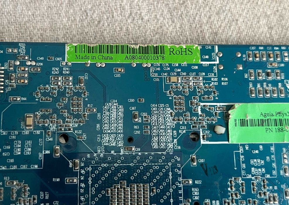 Placă accelerare fizică Ageia PhysX 128MB PCI rară retro gaming