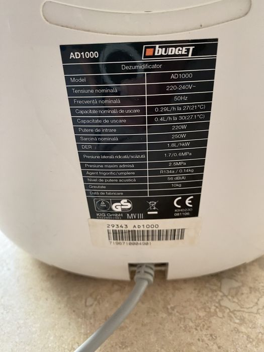 Dezumidificator Budget,incaperi pina la 75m,