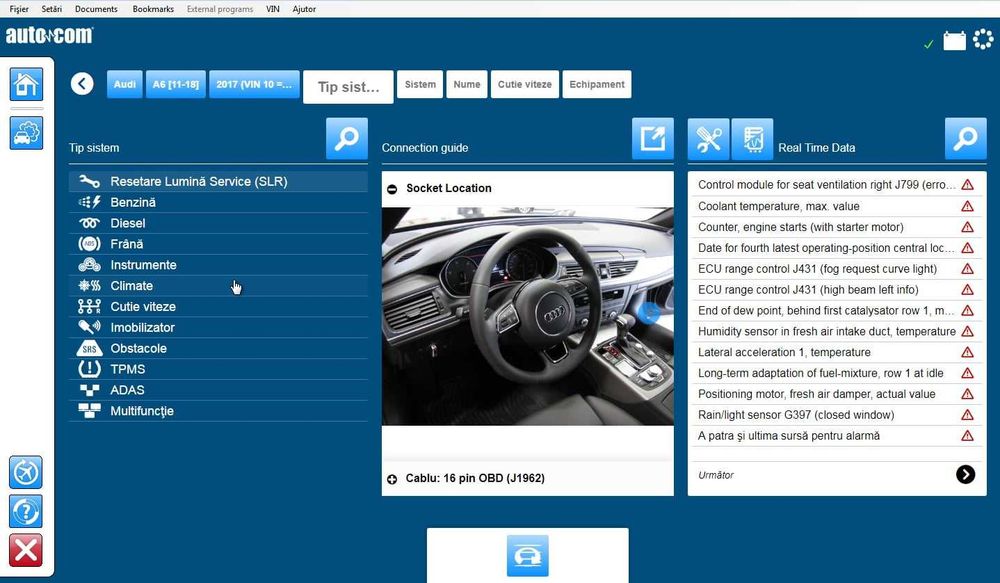 Soft tester auto si diagnoza