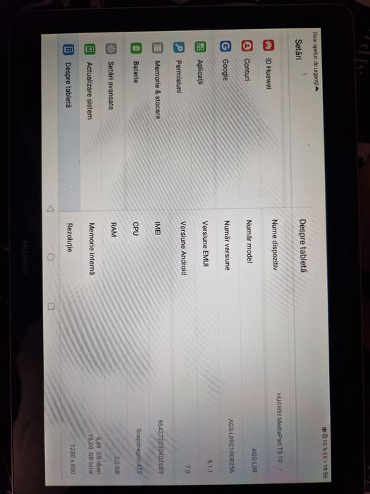 Vand tableta Huawei MediaPad T3 10, 2GB RAM, 16GB