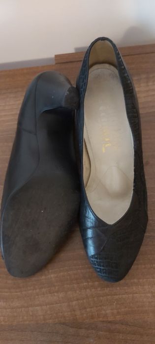 Pantofi din piele, toc gros, 6cm