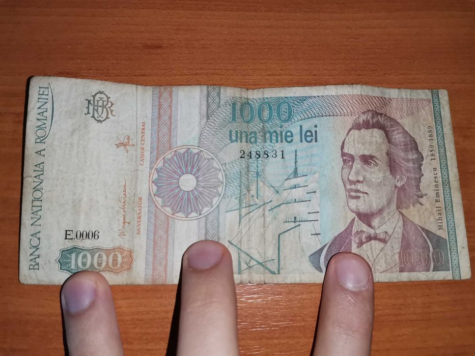 Bancnota 2000 de lei eclipsa, Brâncuși 500 lei 1992,Eminescu, colectie