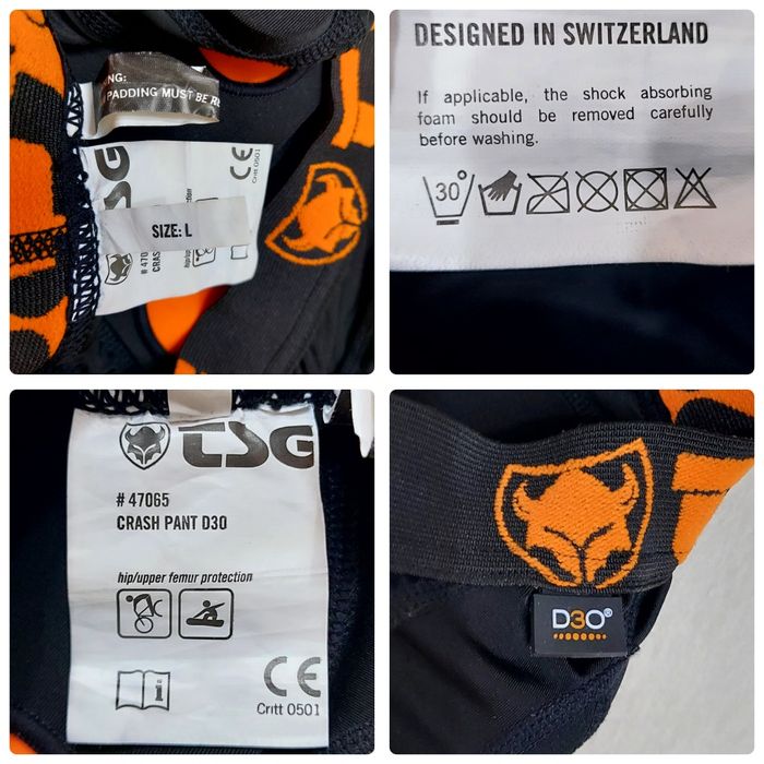 Pantaloni TSG Crash D30 Negri, cu protecții, ciclism, skate, enduro, L