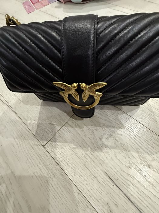 Pinko, Кожена чанта Love Classic Icon, Черен