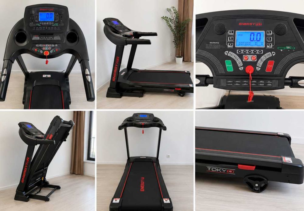 Bandă de alergare EnergyFit Tokyo – Înclinație electrică | USB | SD | Boxe | Pliabilă