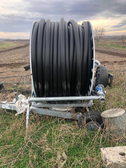 Instalatie de irigat cu tambur, tun de capat si rampa de udare