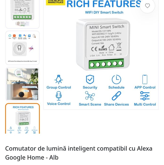 Releu inteligent wifi 16A compatibil
