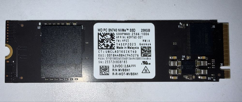 WD 256gb ssd mw nvme SN740