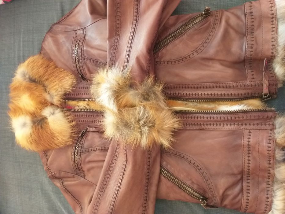 Ново кожено яке, с естествен косъм