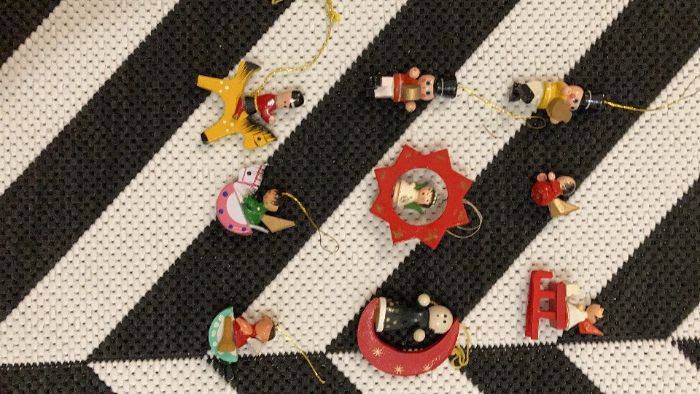 decoratiuni sezon craciun lemn set Figurine brad vechi 1945 Germania