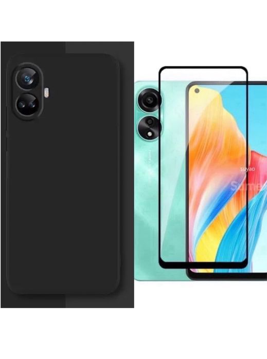 Husa Soft Liquid Catifea si Folie Sticla OPPO A38/A58/A78/A98/A79/A59