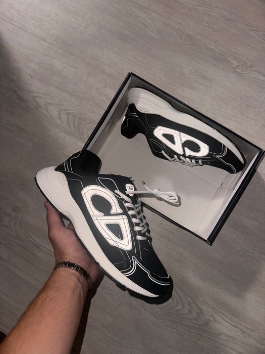 Papuci Dior B30 Negru/Alb