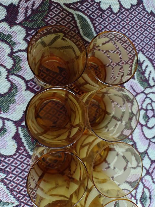 Set 12 Pahare transparente, de sticlă, cu model