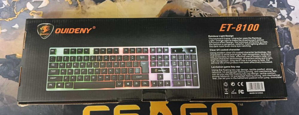 O'yin uchun OUIDENY ET‑8100 LED Klaviatura (Simli)