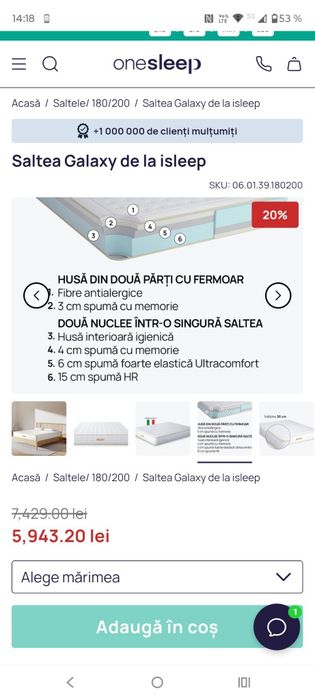 Vând saltea impecabila 180/200 cm
